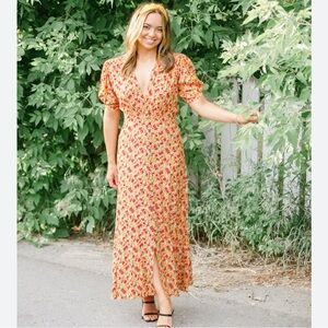 FAITHFULL THE BRAND NWT Orange Bellevista midi dress
